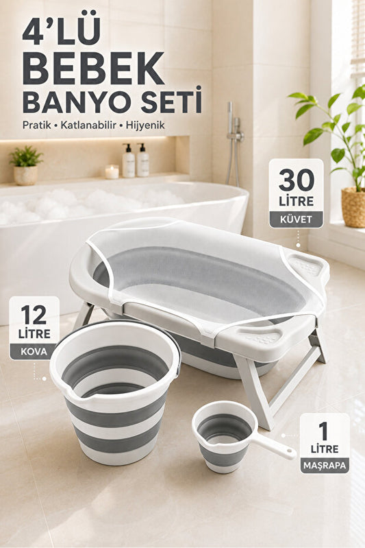 Bebek Küveti  Katlanır  Banyo Seti  Hediye Fileli