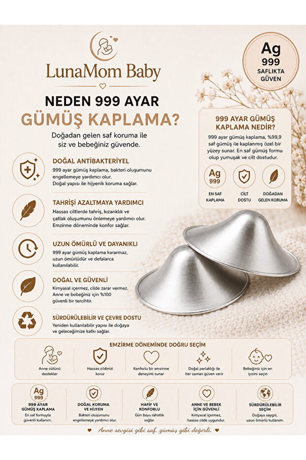 Bebisce gümüş kaplama göğüs koruyucu kapak