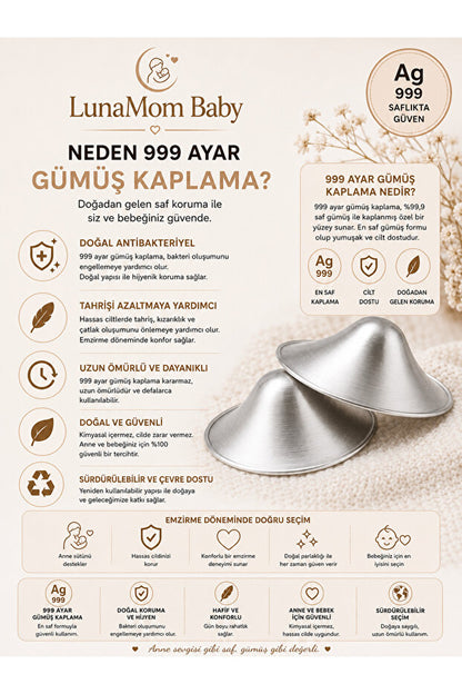 Bebisce gümüş kaplama göğüs koruyucu kapak