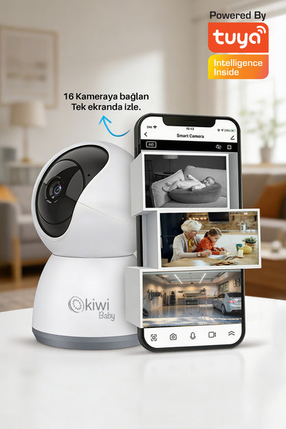 Bebek Kamerası | 355° Dönüş & Gece Görüş & Wi-Fi & Tuya Uyumlu