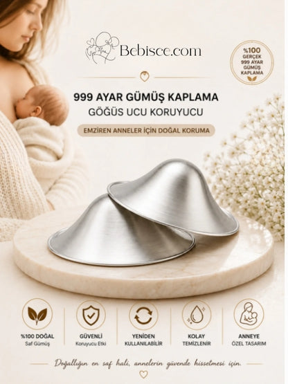 Gümüş Kaplama Göğüs Ucu Koruyucu Kapağı Bebisce.com