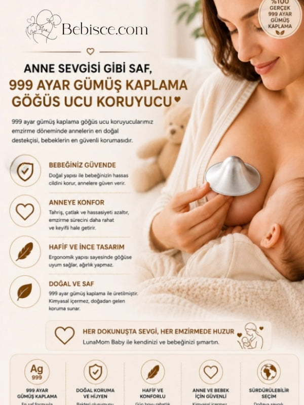 Gümüş Kaplama Göğüs Ucu Koruyucu Kapağı Bebisce.com