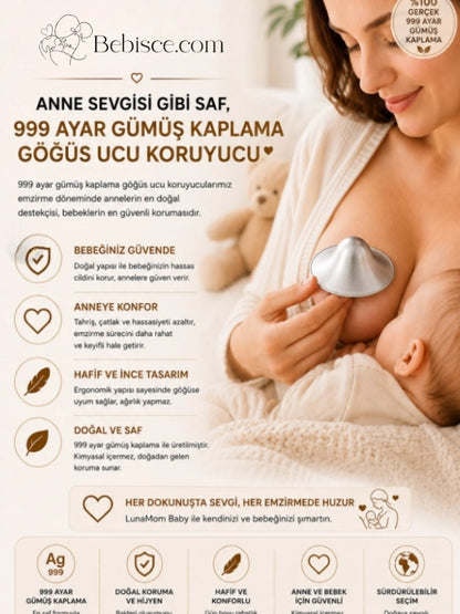 Gümüş Kaplama Göğüs Ucu Koruyucu Kapağı Bebisce.com