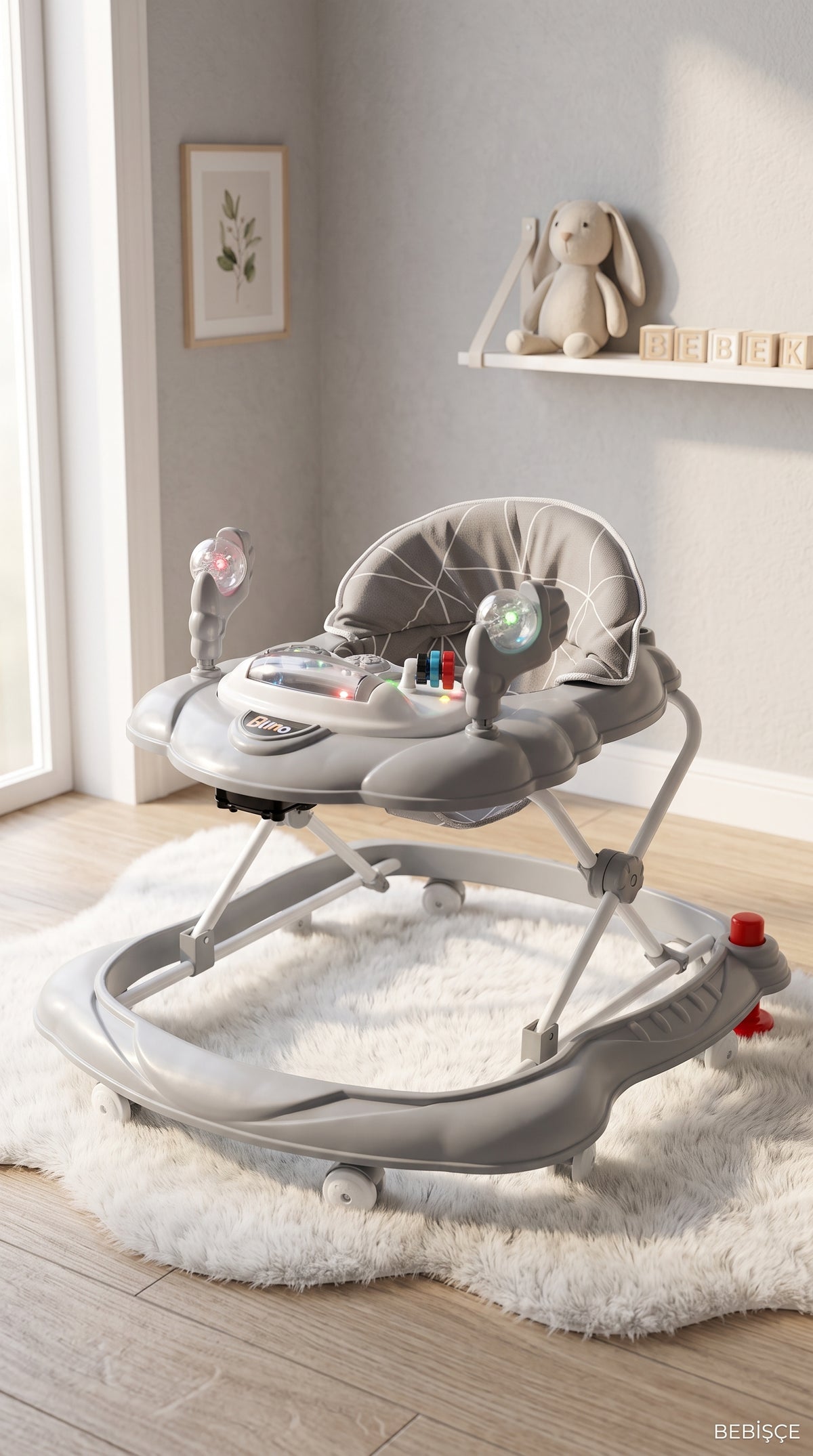 Bebek Yürüteci / Oyuncaklı Müzikli Ve Işıklı 3 Kademeli Örümcek Tip