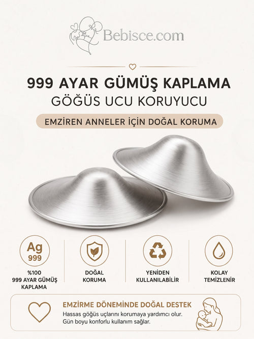 Gümüş Kaplama Göğüs Ucu Koruyucu Kapağı Bebisce.com