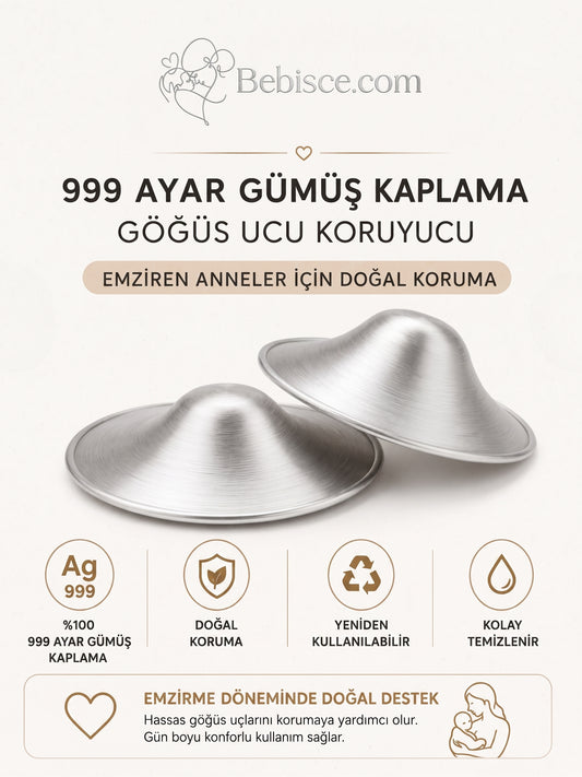 Gümüş Kaplama Göğüs Ucu Koruyucu Kapağı Bebisce.com